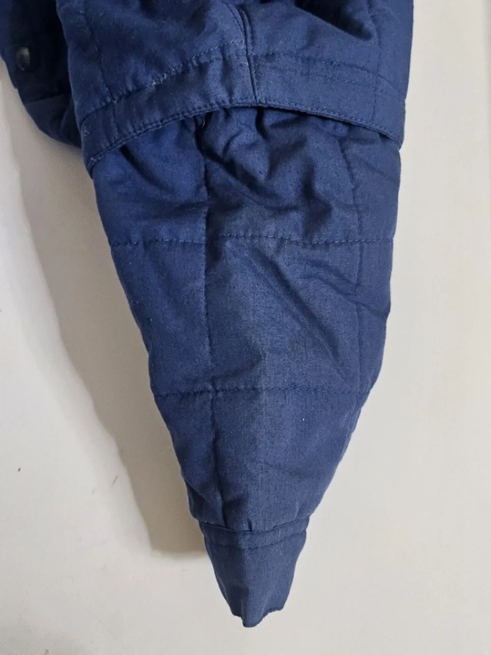 VTG Kids N Fun Navy Blue Snap Front Removable Hoodie Quilted Jacket Dog Sled 12M